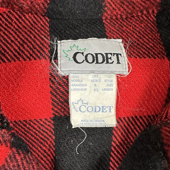 Vintage Codet Jacket Men’s Medium Buffalo Plaid Red Black Wool Hunting - Picture 5 of 16